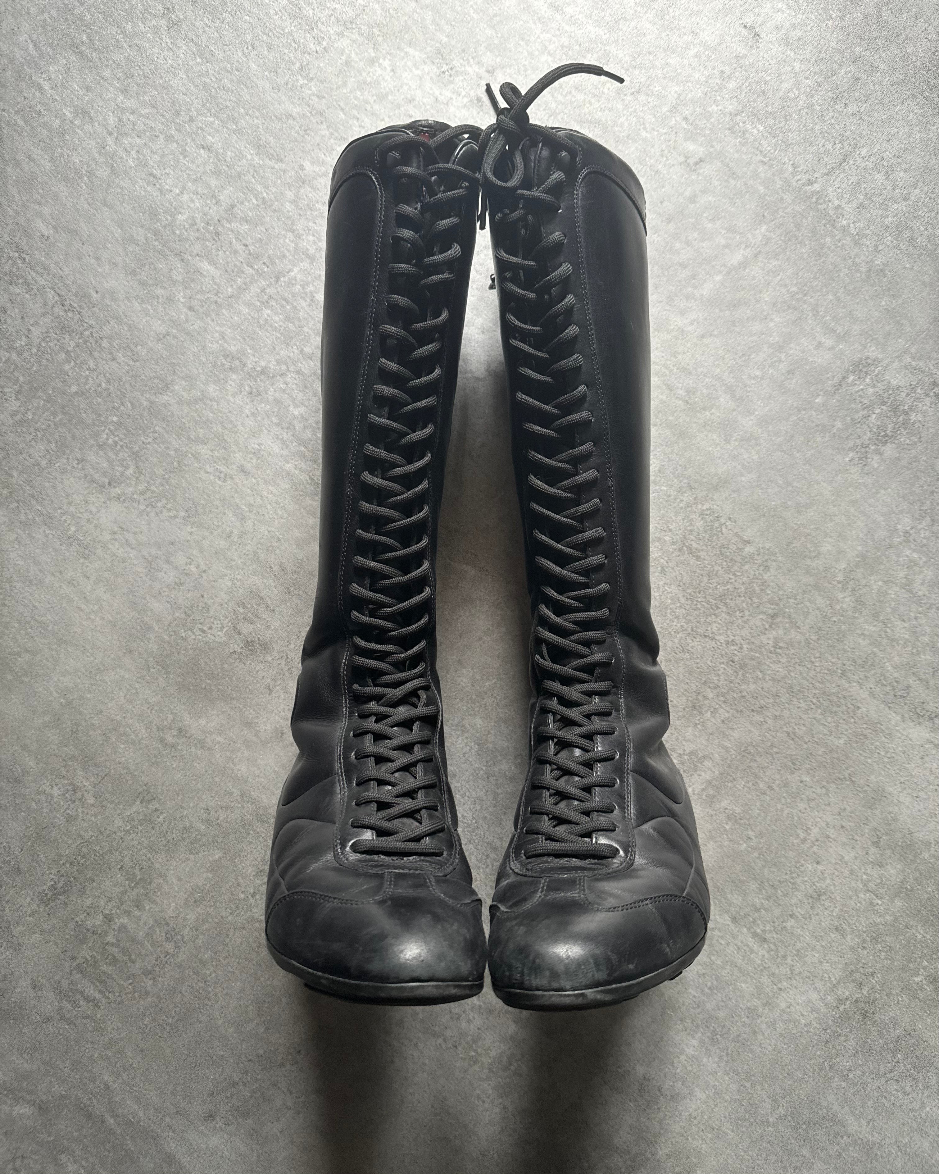 2000s Prada Moto Black Ankle Leather Boots (38,5) - 7