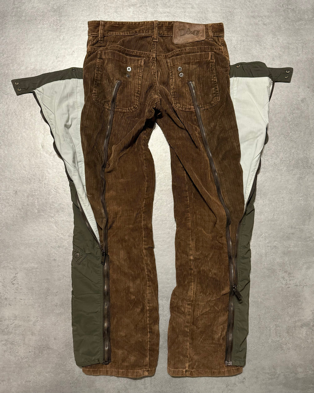 AW2004 Dolce & Gabbana Aviator Full Zip Detachable Cargo Velvet & Nylon Pants (M/L) - 2