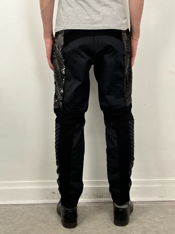 AW2018 Iceberg Black Cotton Sequin Biker Pants CqxxlFd 2