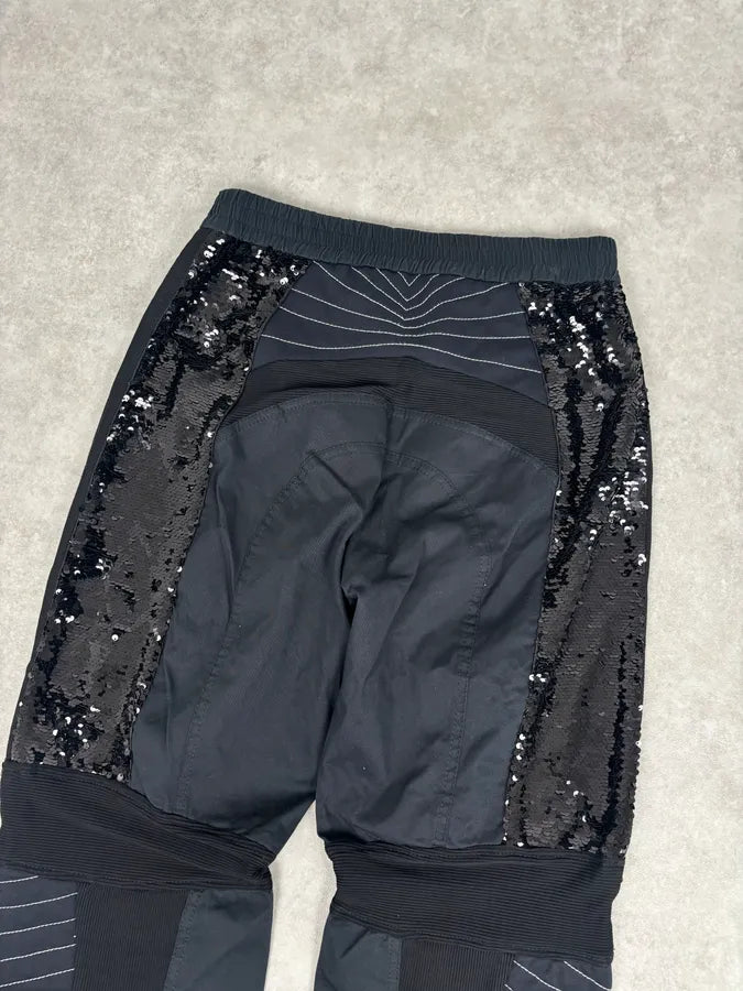 AW2018 Iceberg Black Cotton Sequin Biker Pants CqxxlFd 6