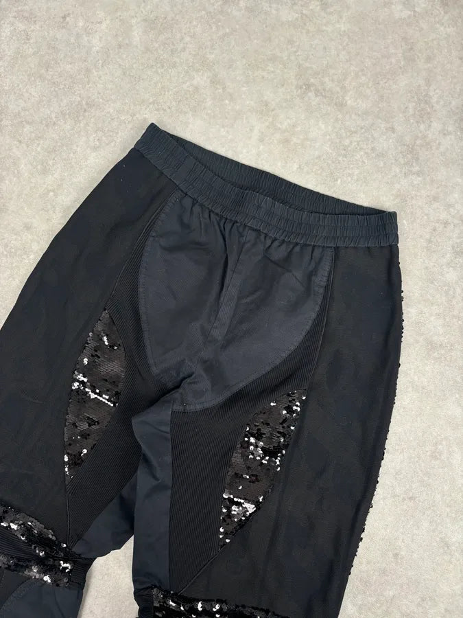 AW2018 Iceberg Black Cotton Sequin Biker Pants CqxxlFd 4