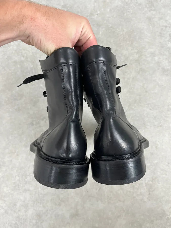 Iceberg Black High Leather Lace-Up Boots OZfQOsQ 5