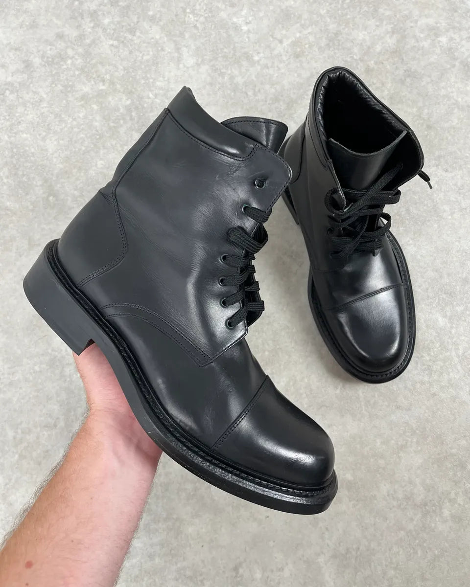 Iceberg Black High Leather Lace-Up Boots OZfQOsQ 0