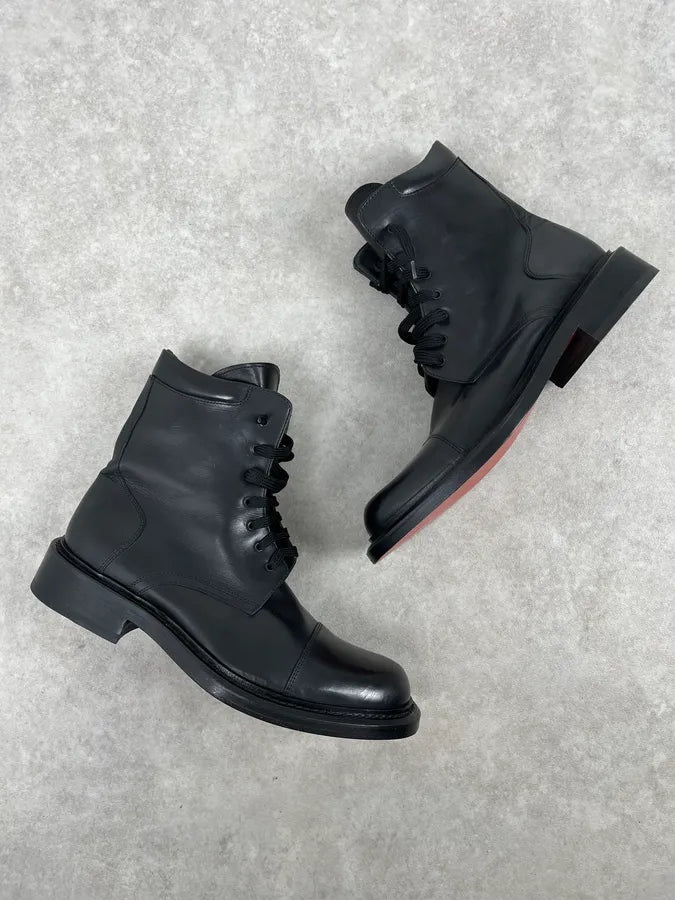Iceberg Black High Leather Lace-Up Boots OZfQOsQ 2