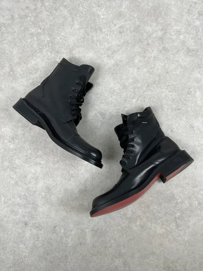 Iceberg Black High Leather Lace-Up Boots OZfQOsQ 4