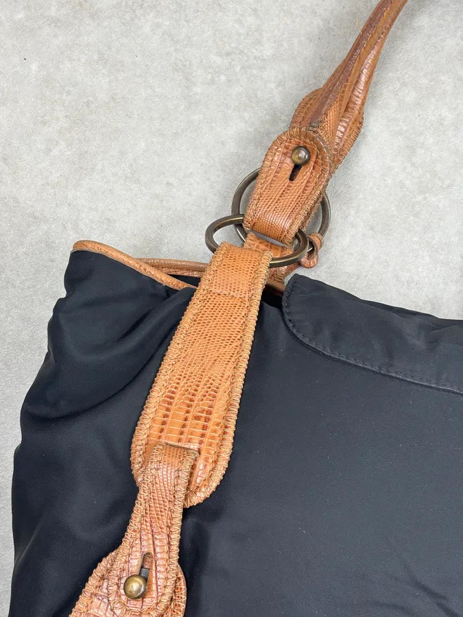 Iceberg Black Nylon Fringe Shoulder Bag ZbdzeTL 12