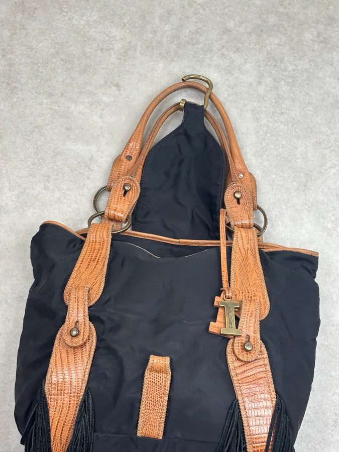 Iceberg Black Nylon Fringe Shoulder Bag ZbdzeTL 8