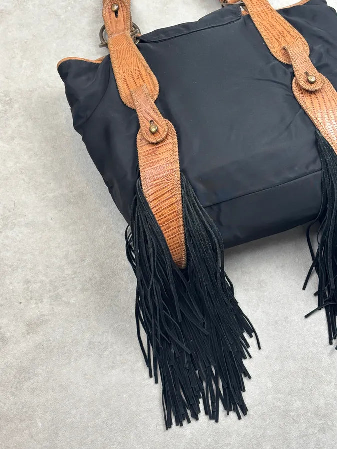 Iceberg Black Nylon Fringe Shoulder Bag ZbdzeTL 13