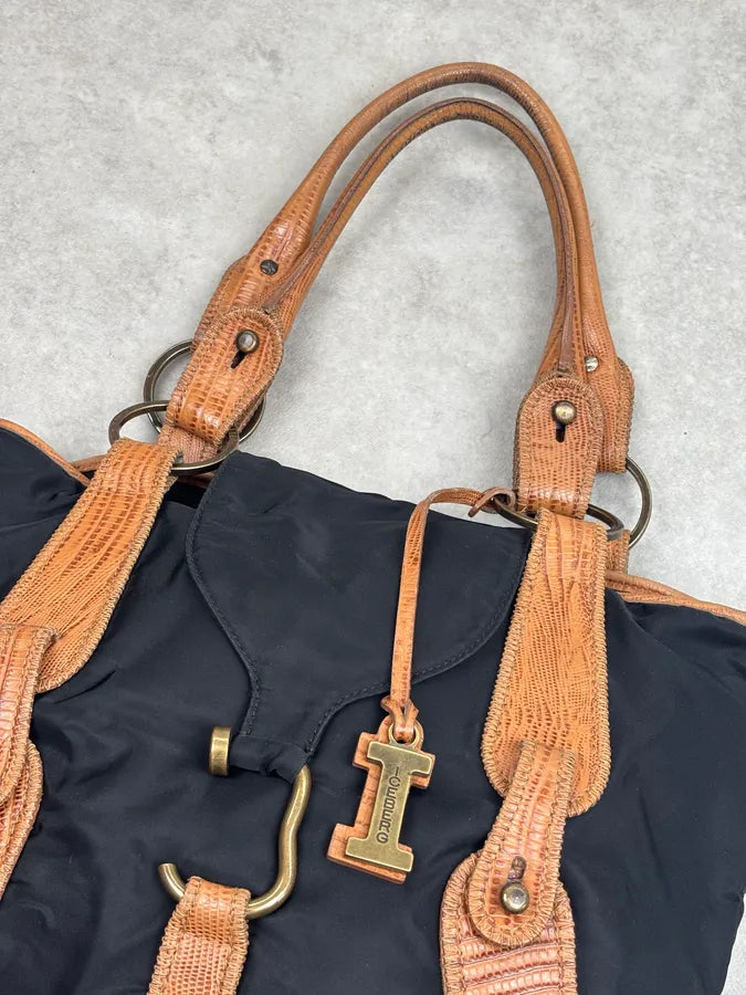 Iceberg Black Nylon Fringe Shoulder Bag ZbdzeTL 5