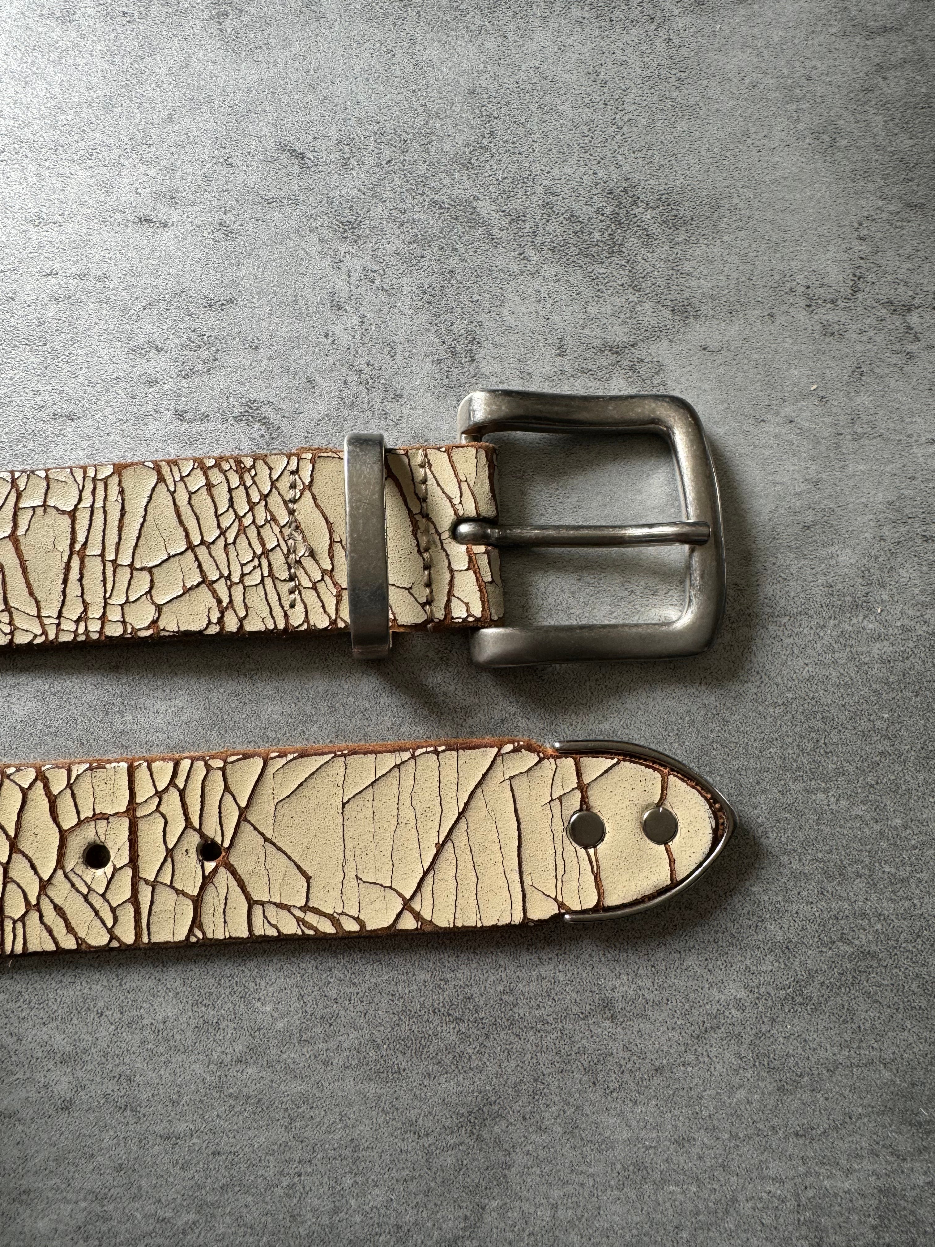 2000s Marithé + François Girbaud Cracked Beige Belt (OS) - 4