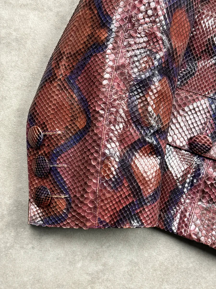 1970s Yves Saint Laurent Python Leather Velvet Collar Light Jacket igpjnNvh 7
