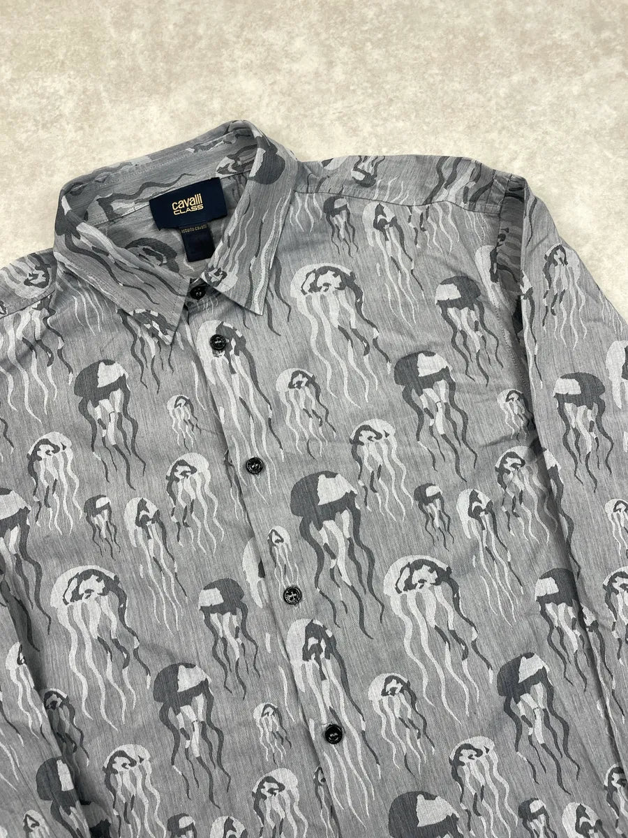2000s Cavalli Class Grey Jellyfish Medusa Button-Up Shirt ihTanOKF 7