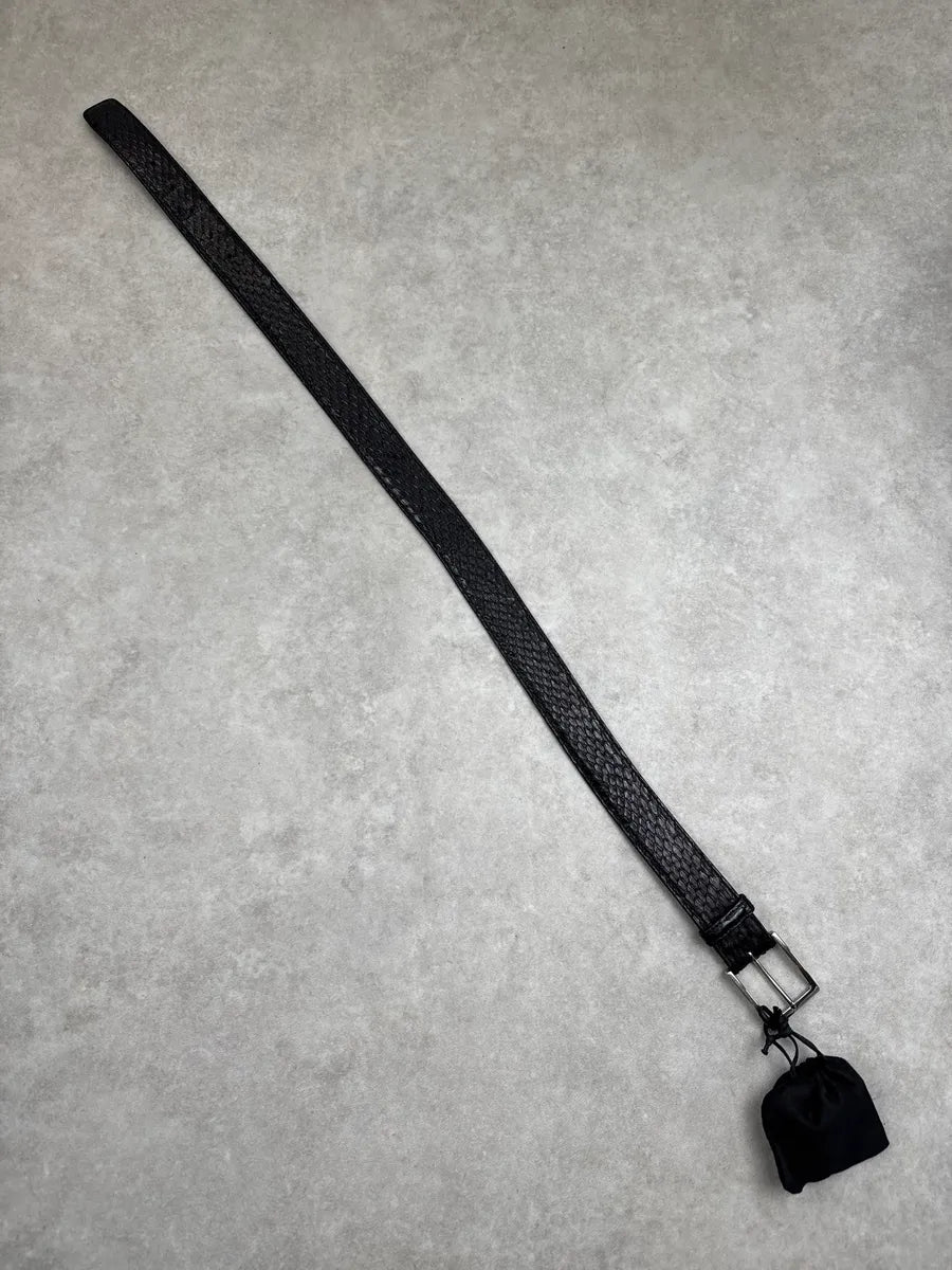 Jil Sander Navy Black Leather Python Embossed Multi Buckle Belt iiOVnmdZ 7