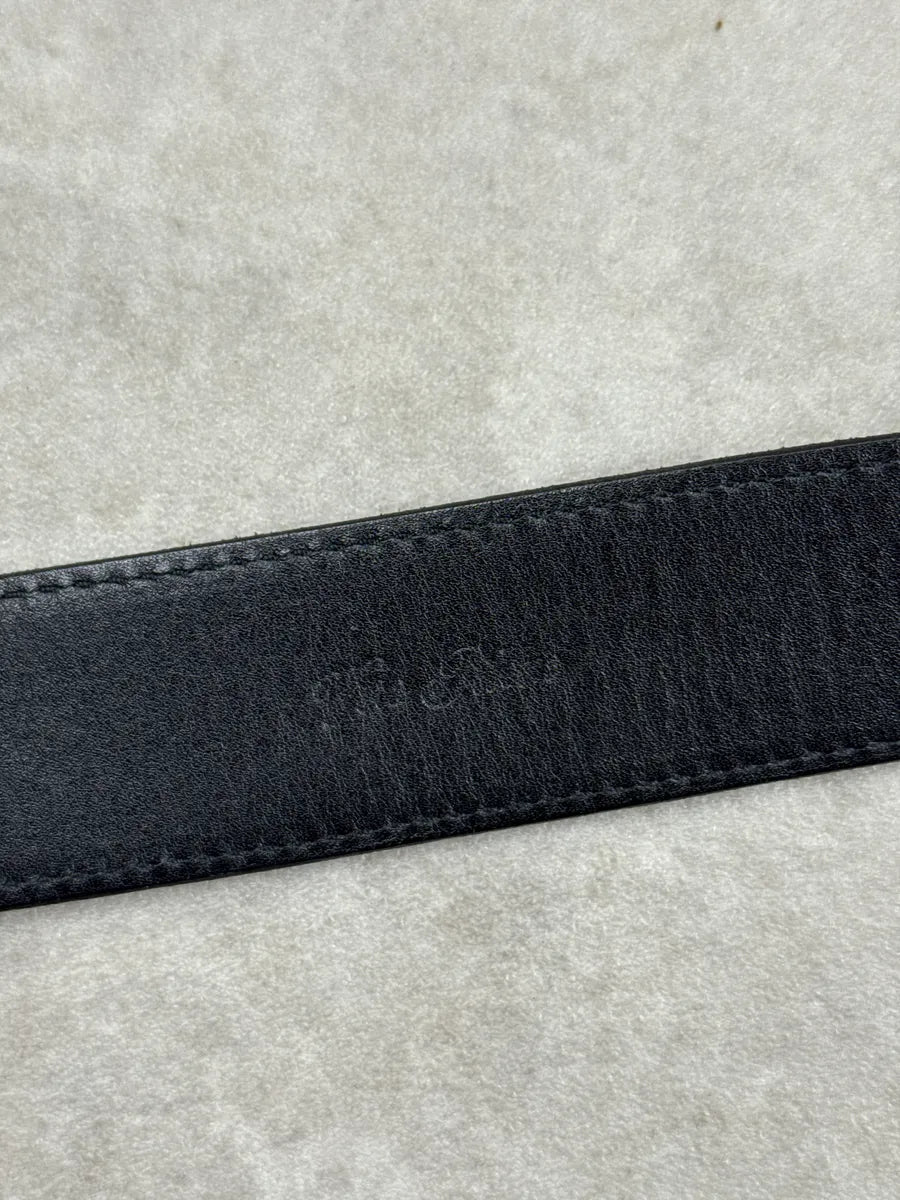 Jil Sander Navy Black Leather Python Embossed Multi Buckle Belt iiOVnmdZ 6