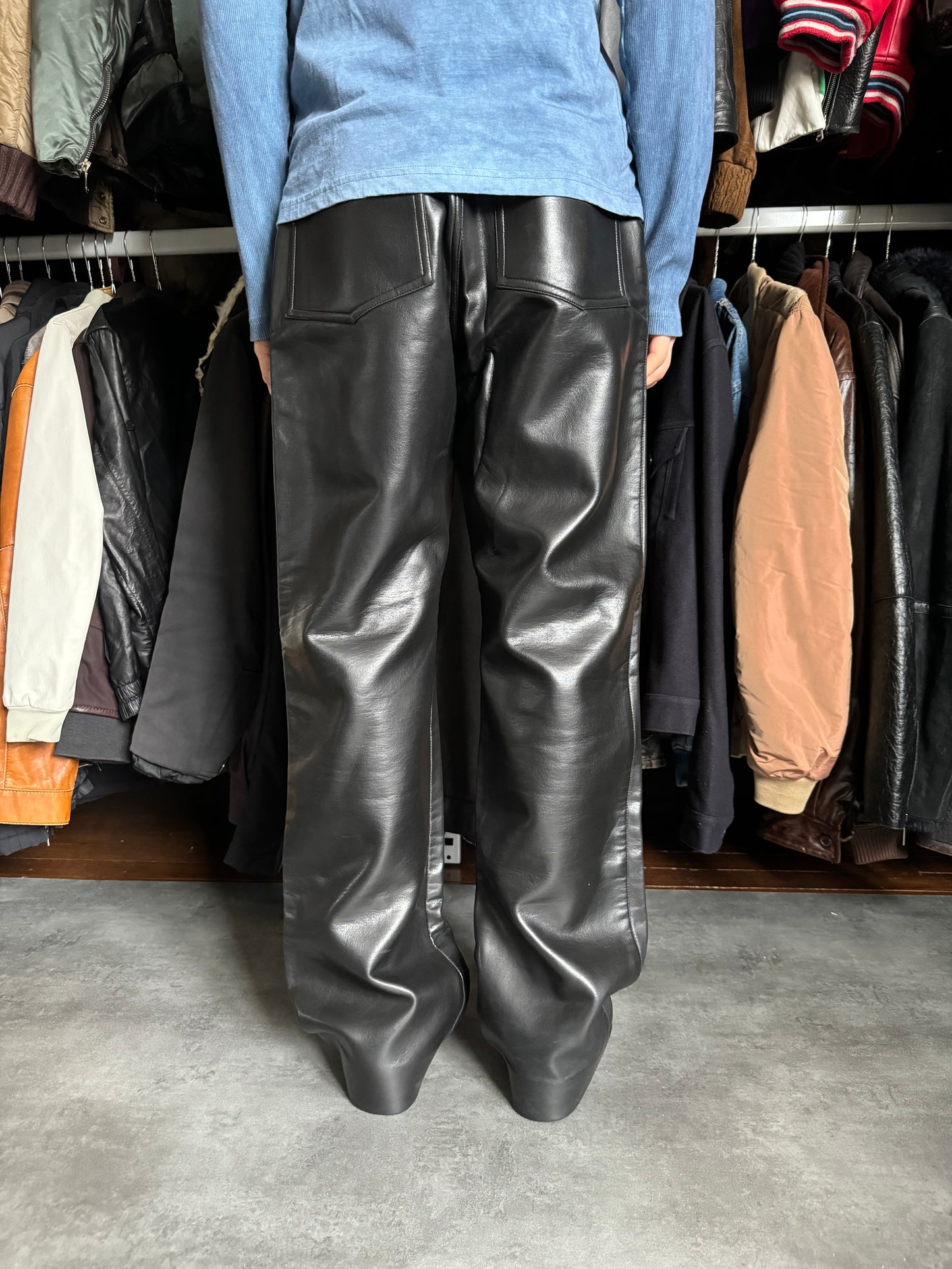 1990s Emporio Armani Black Cozy Leather Ultimate Pants  (M) - 3