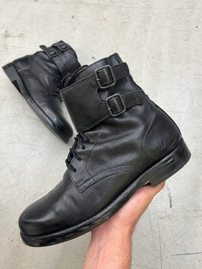 IKKS Motorcycle Strap Black Leather Boots IsgStky 0