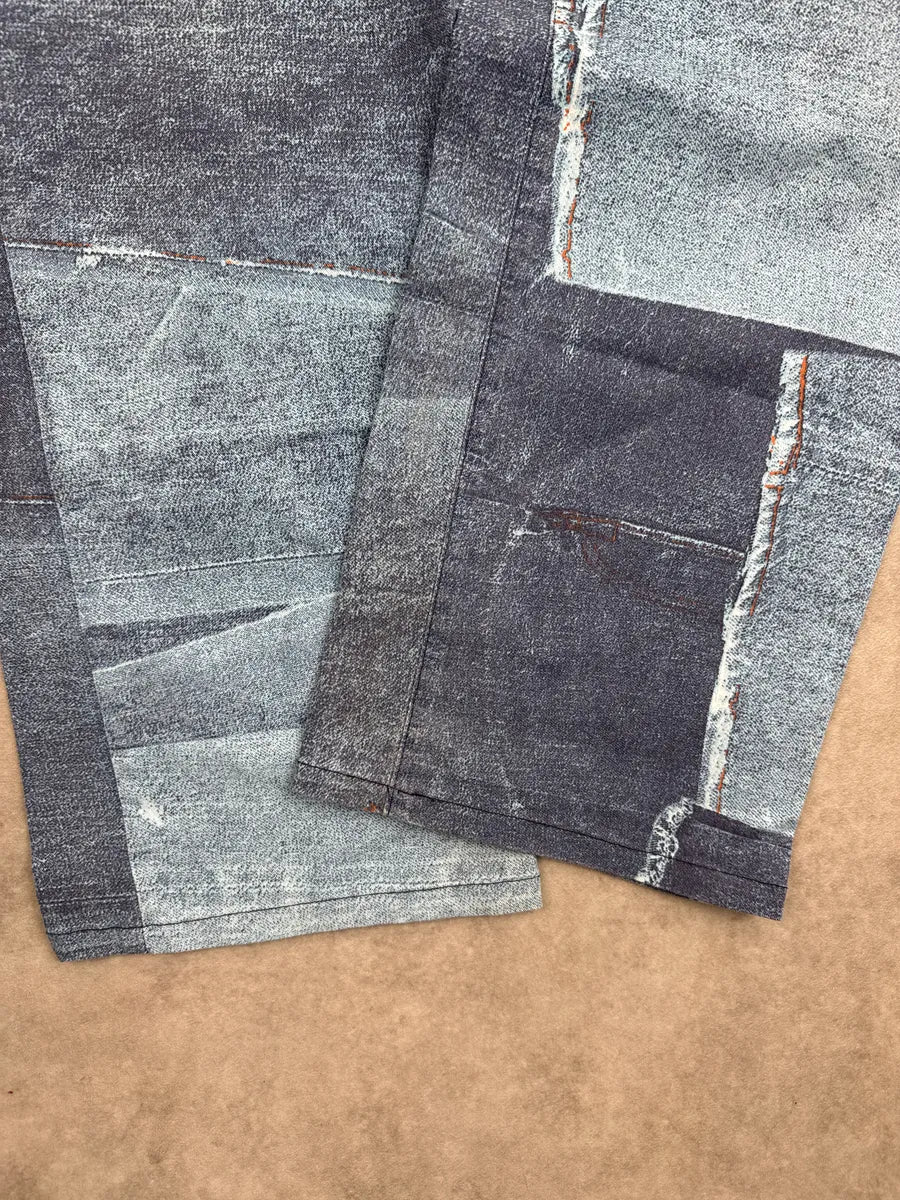 2000s Cavalli Blue Patchwork Trompe L'Oeil Denim Pants imQyiuoQ 7