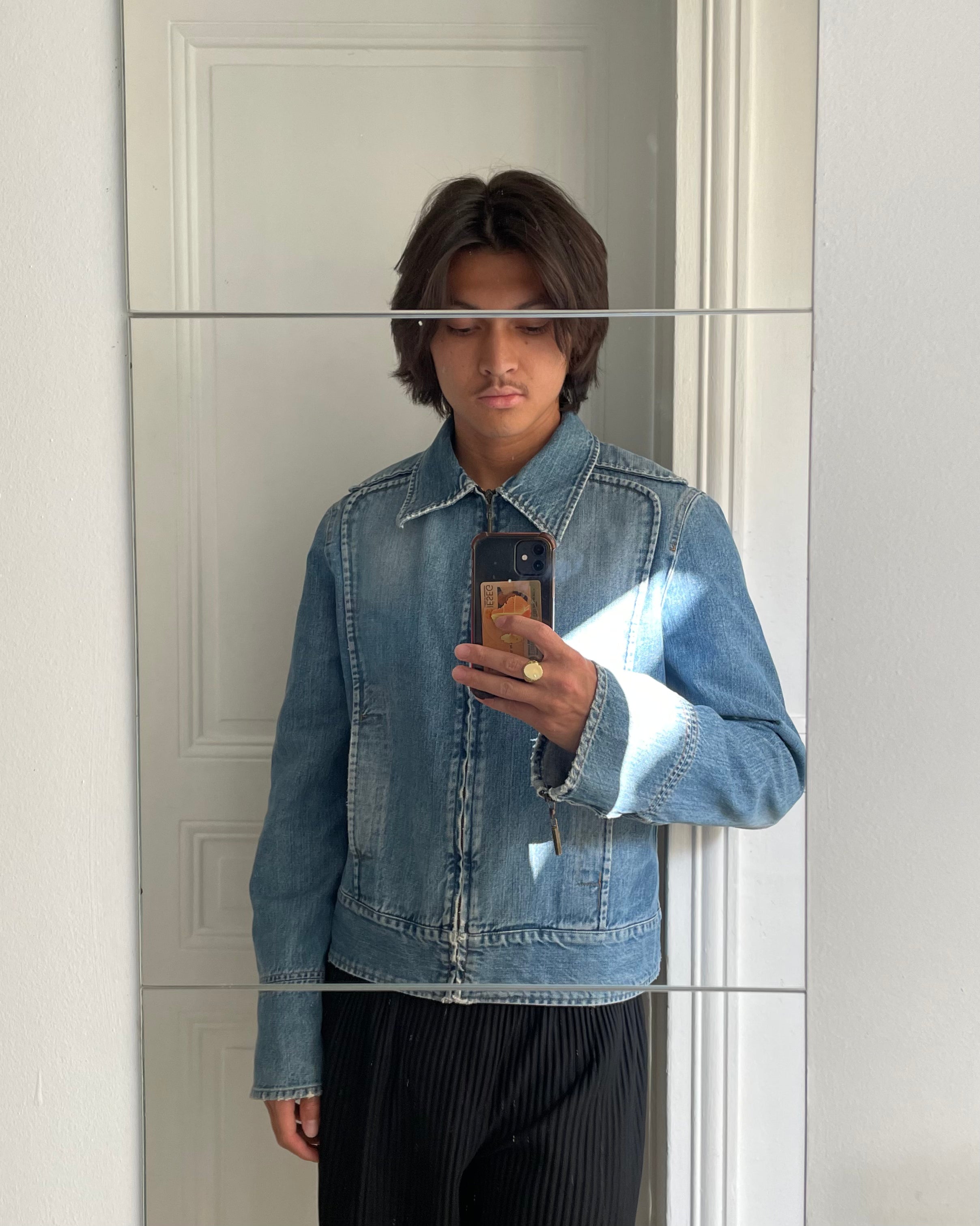 Cavalli ミニマリスト バイカー デニム ジャケット Cavalli ミニマリスト バイカー デニム ジャケット (L) 