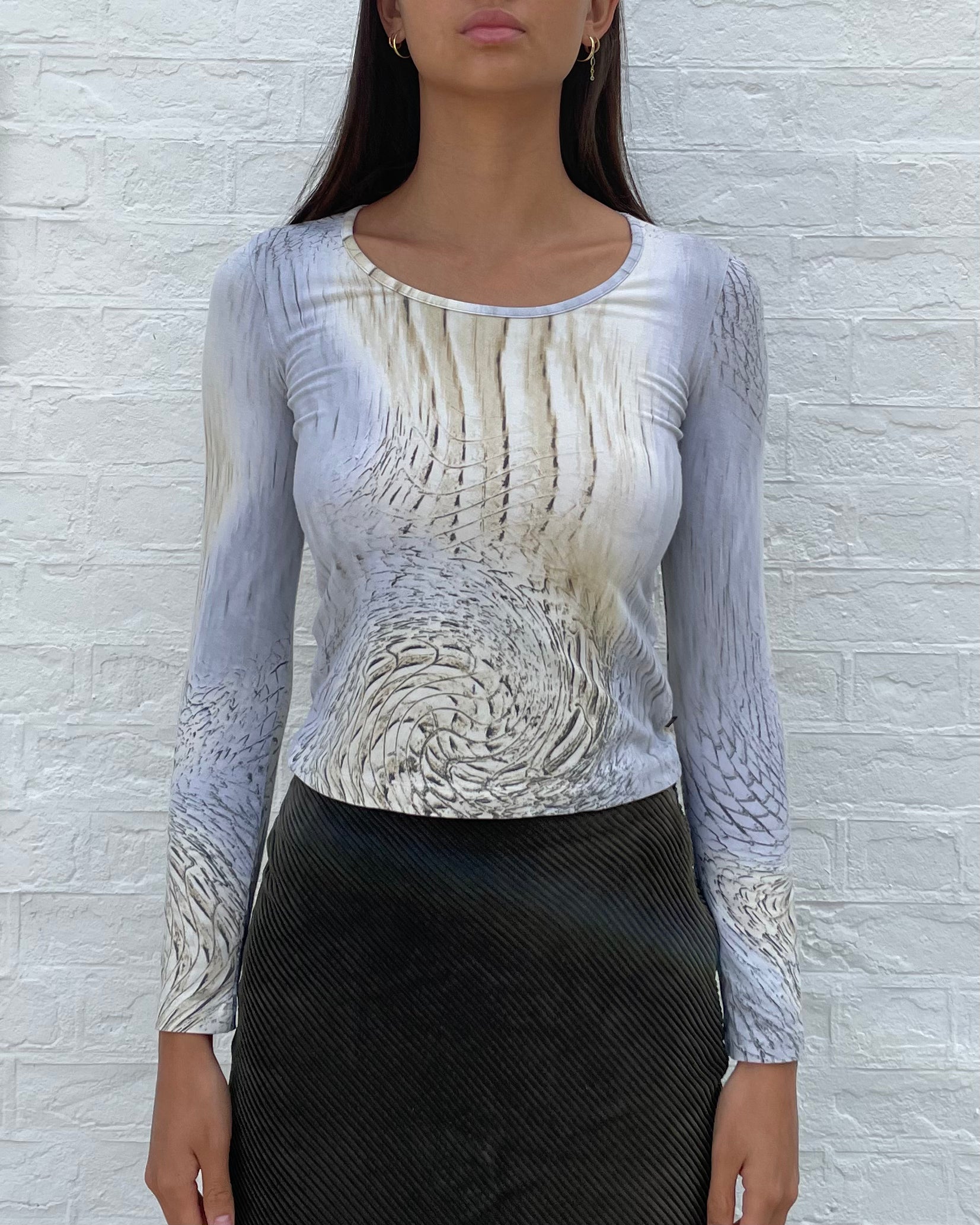 00s Roberto Cavalli クロコダイル ハルシネーション トップ (XS)