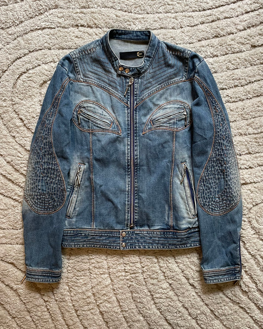 2000s Cavalli Biker Denim Jacket (M)