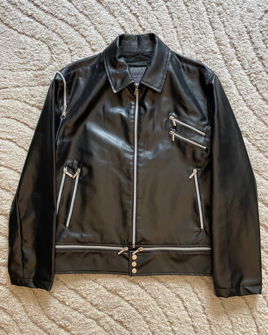 00s Versace Multi Zips Leather Jacket (M)