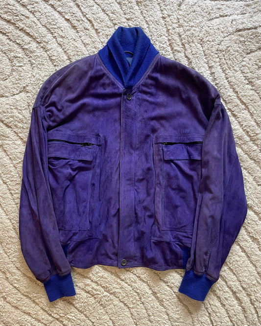 80s Versace Cargo Purple Sheepskin Bomber (M)