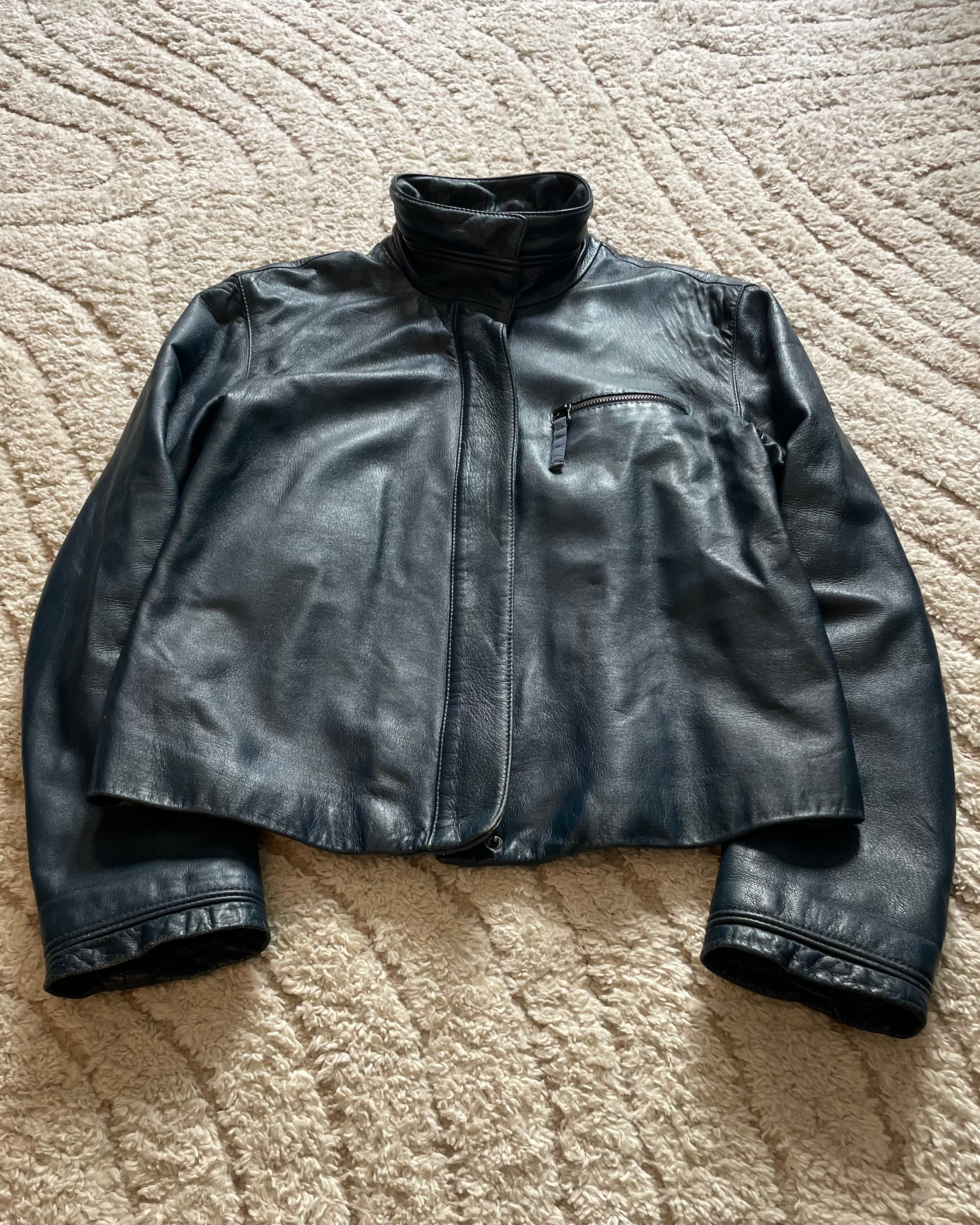 1980年代 アルマーニ ディープオーシャン レザージャケット (S)