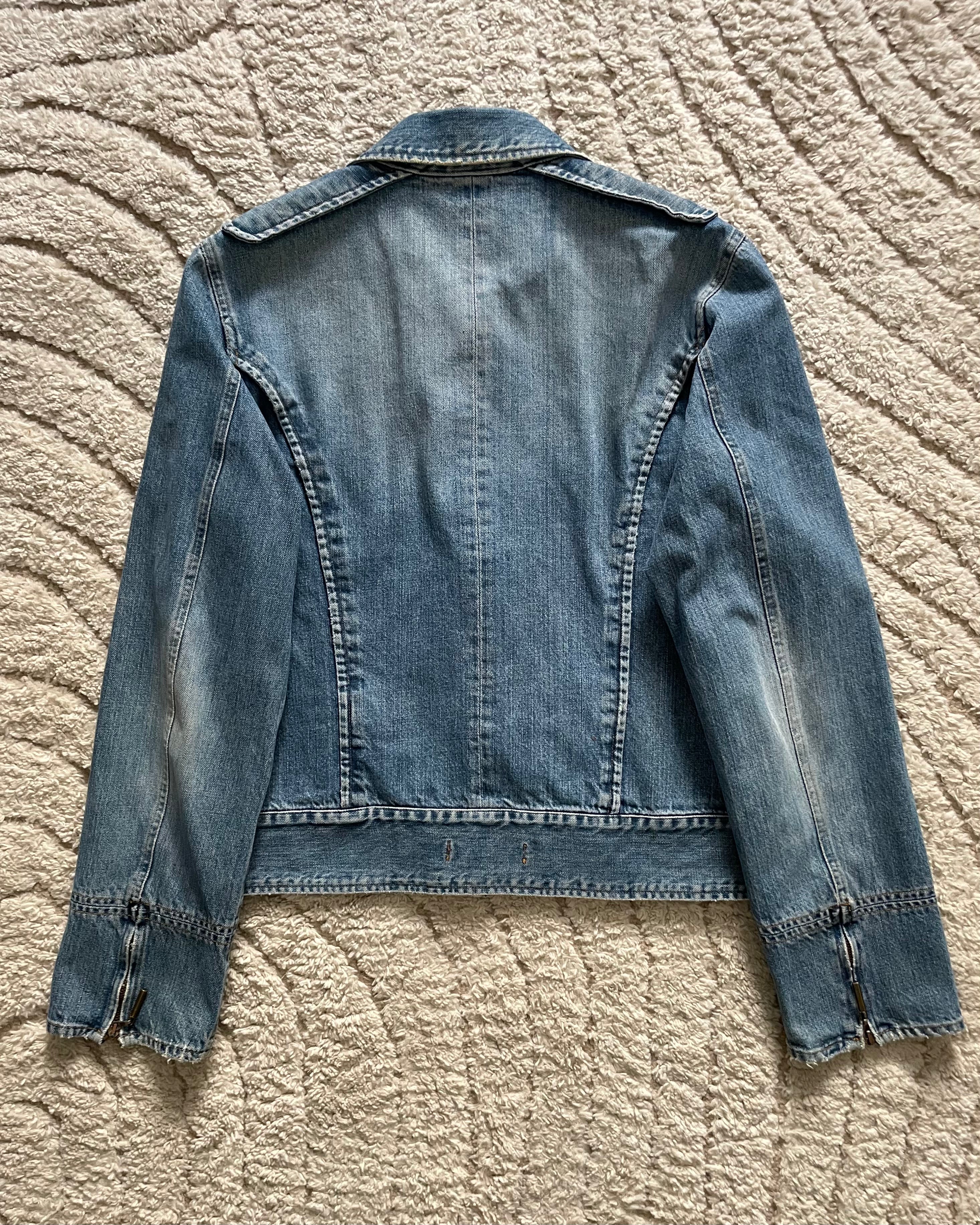 Cavalli ミニマリスト バイカー デニム ジャケット Cavalli ミニマリスト バイカー デニム ジャケット (L) 