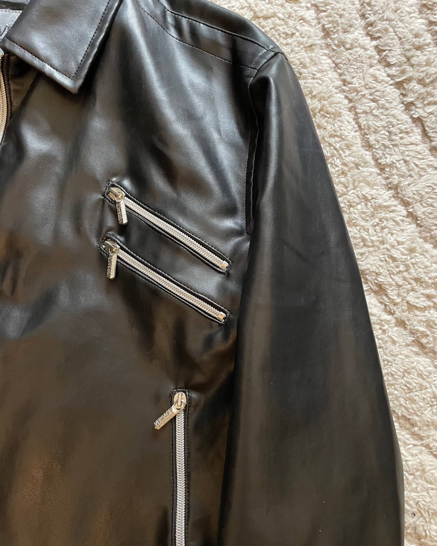 00s Versace Multi Zips Leather Jacket (M)