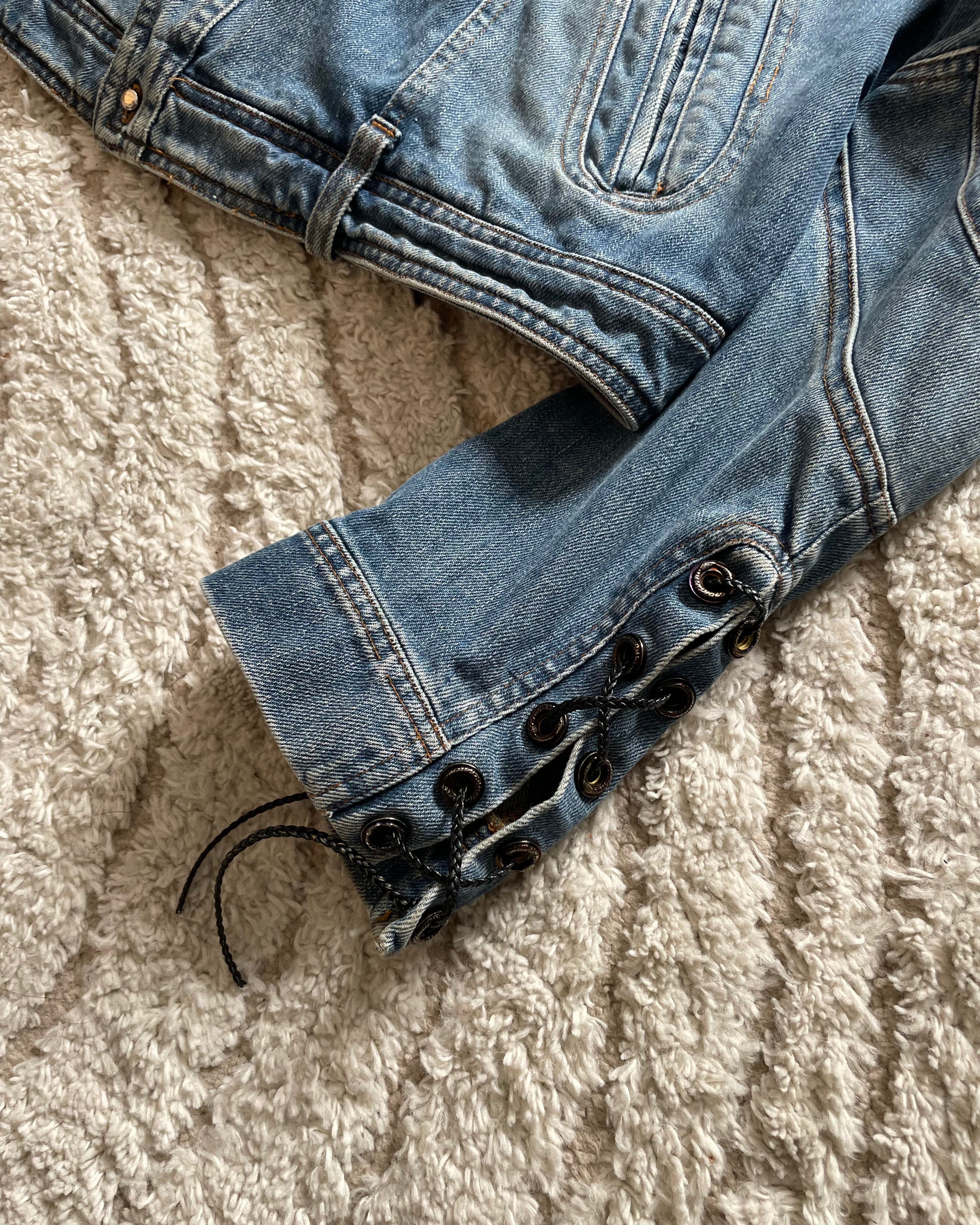 90s Roberto Cavalli Futuristic Denim Jacket (M)