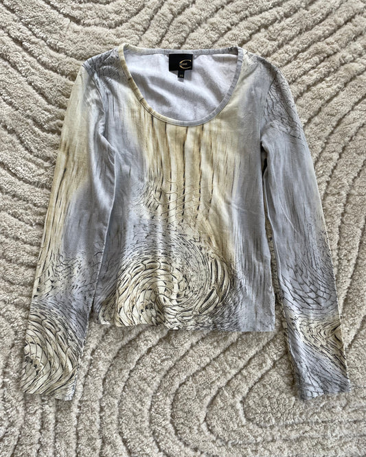 00s Roberto Cavalli クロコダイル ハルシネーション トップ (XS)