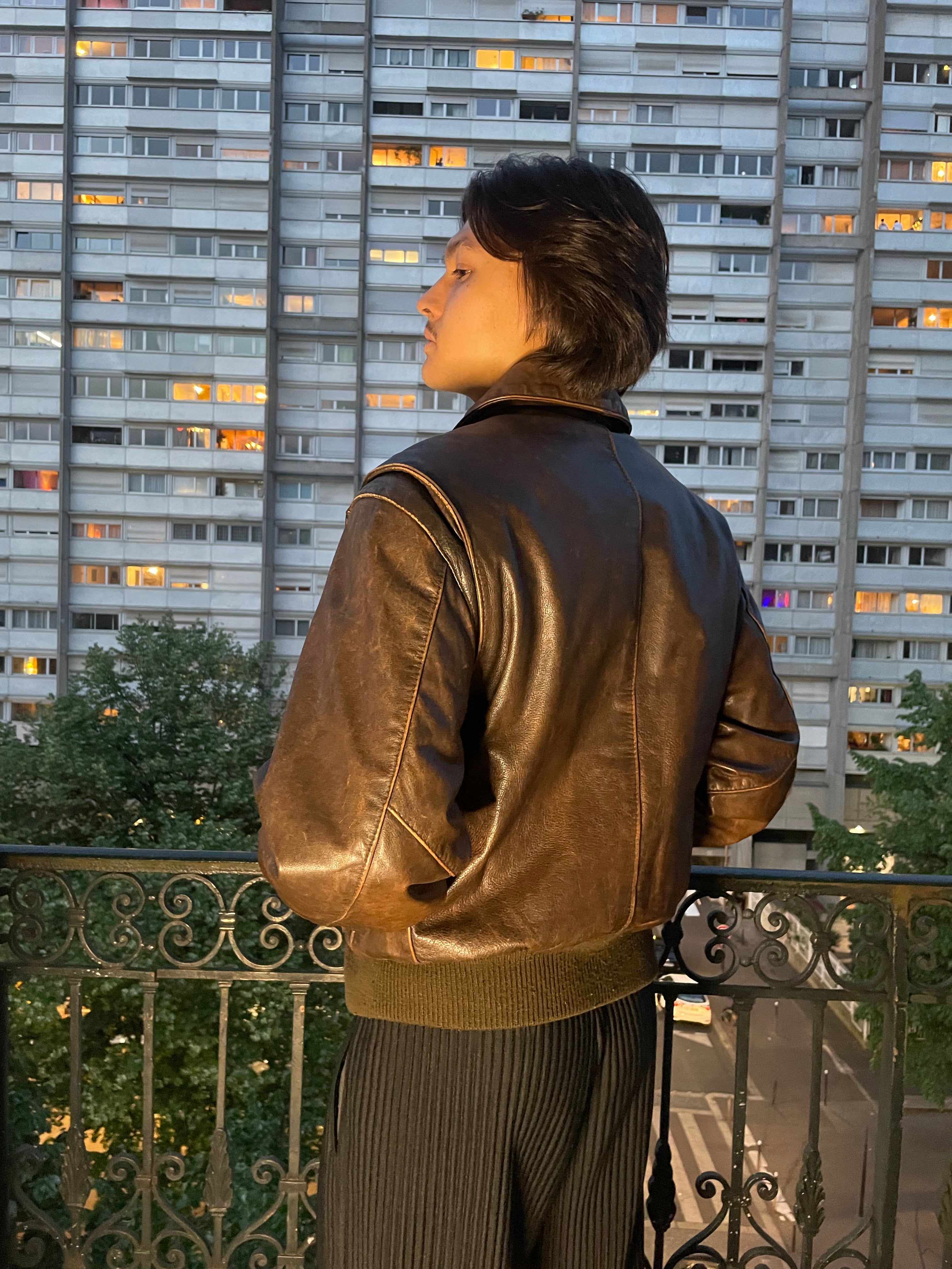 1990年代 ヒューゴボス レザーボンバージャケット (M)