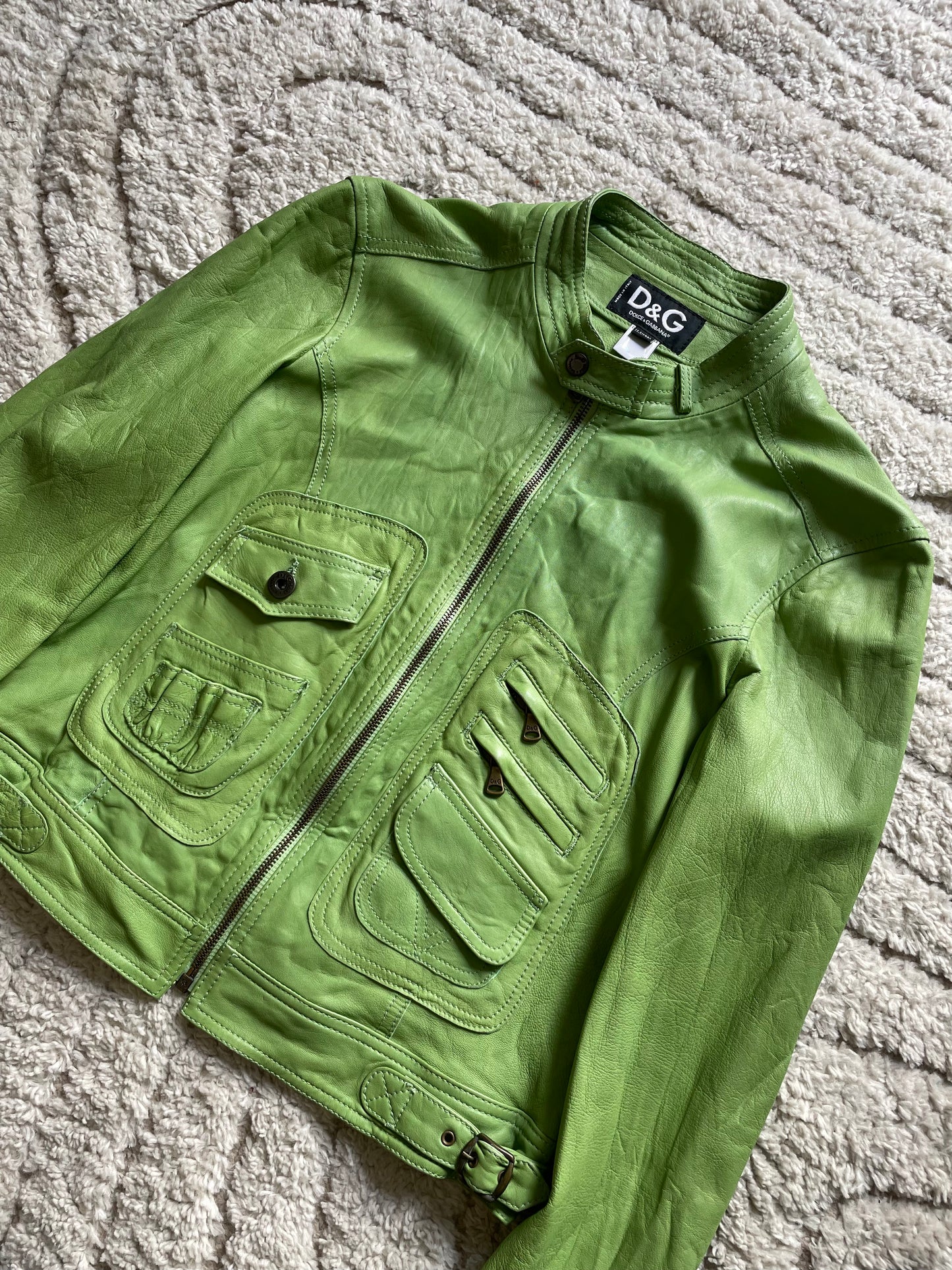 SS2006 Dolce & Gabbana Utility Cropped Leather Jacket (M)