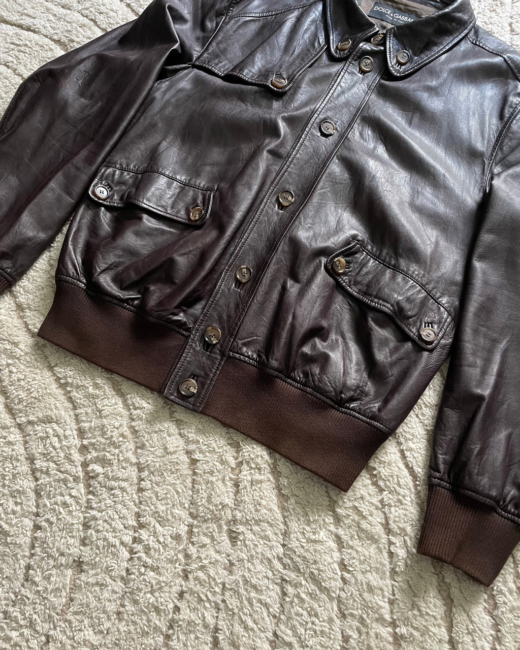 00年代 ドルチェ＆ガッバーナ ライトレザー ボンバージャケット (L)