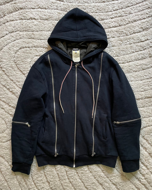 AW2003 Dolce & Gabbana  Multi-Zip Navy Hoodie (M)