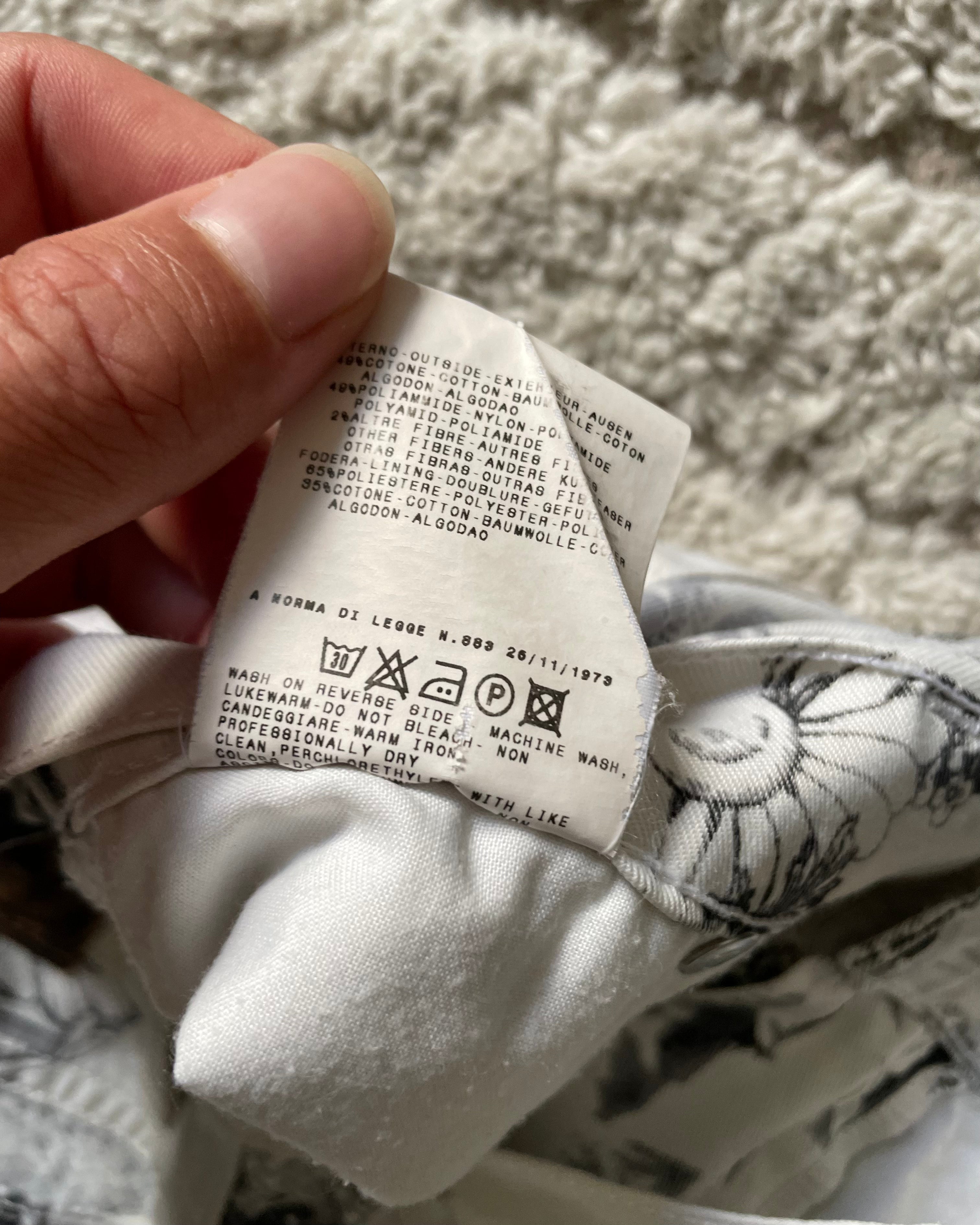 2000s Cavalli ブラック &amp; ホワイト フローラル フェード ペイント パンツ (XS)