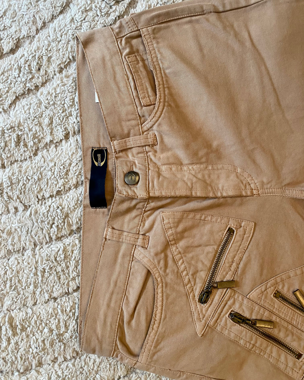 SS2005 Cavalli 幾何学模様ジッパーポケットパンツ (XS)
