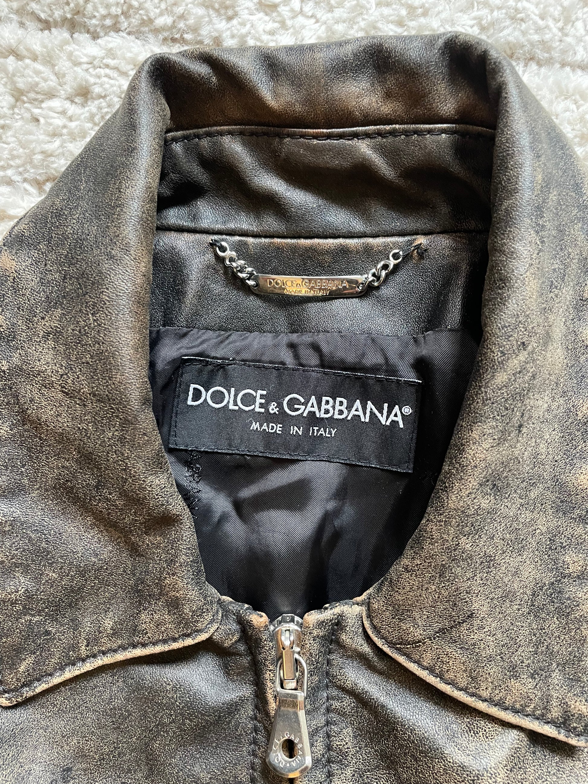 2000s Dolce & Gabbana Apocalyptic Leather Jacket (L) – Dolce Vita Hub