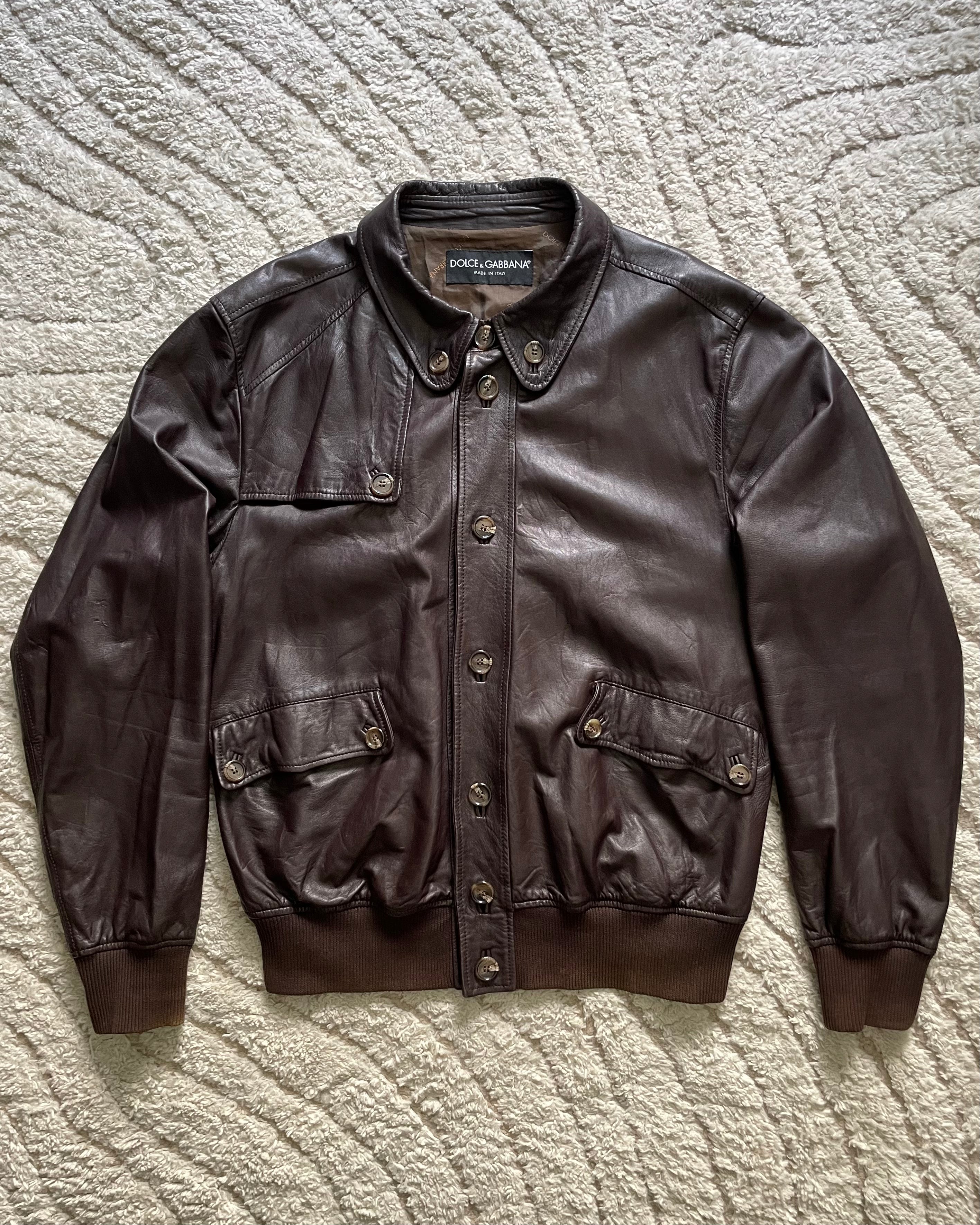 00年代 ドルチェ＆ガッバーナ ライトレザー ボンバージャケット (L)