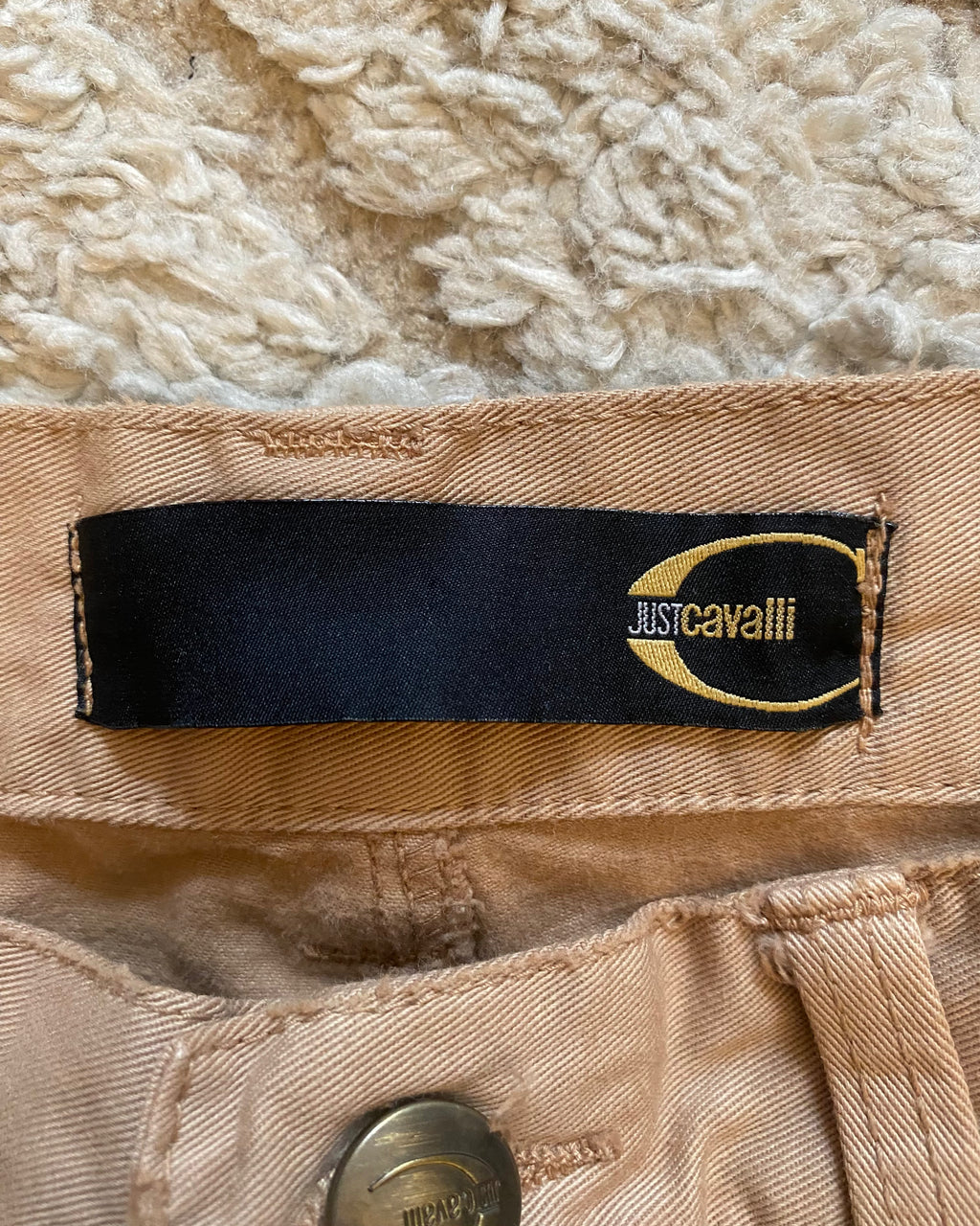 SS2005 Cavalli 幾何学模様ジッパーポケットパンツ (XS)