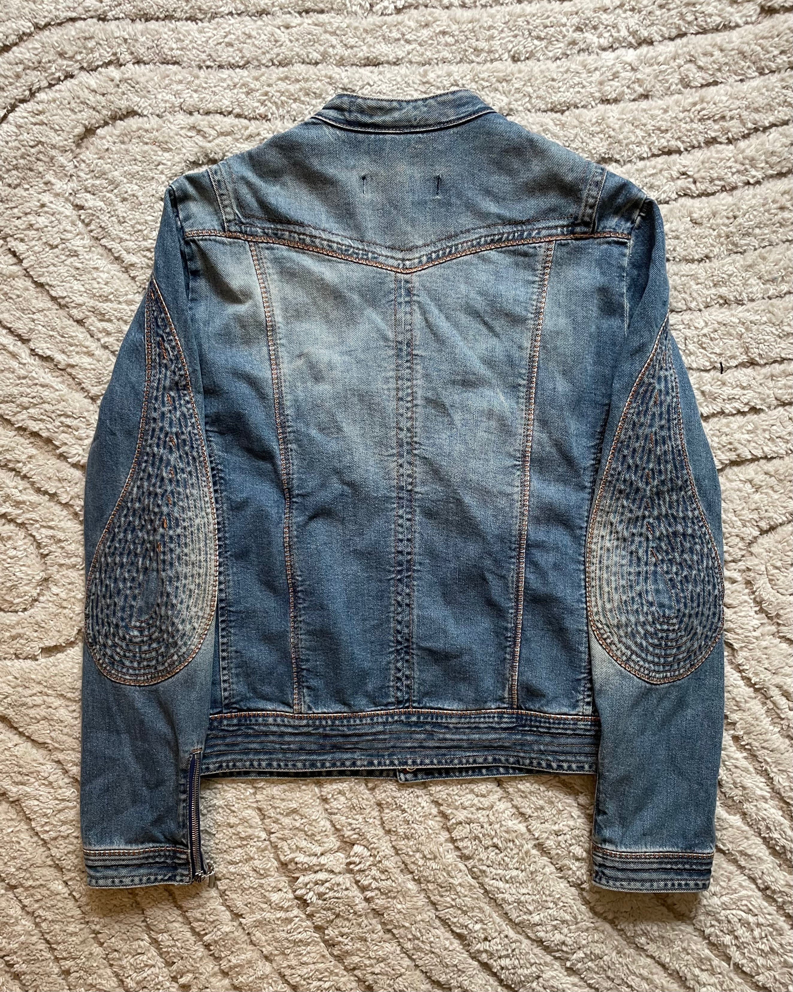 2000s Cavalli Biker Denim Jacket (M)
