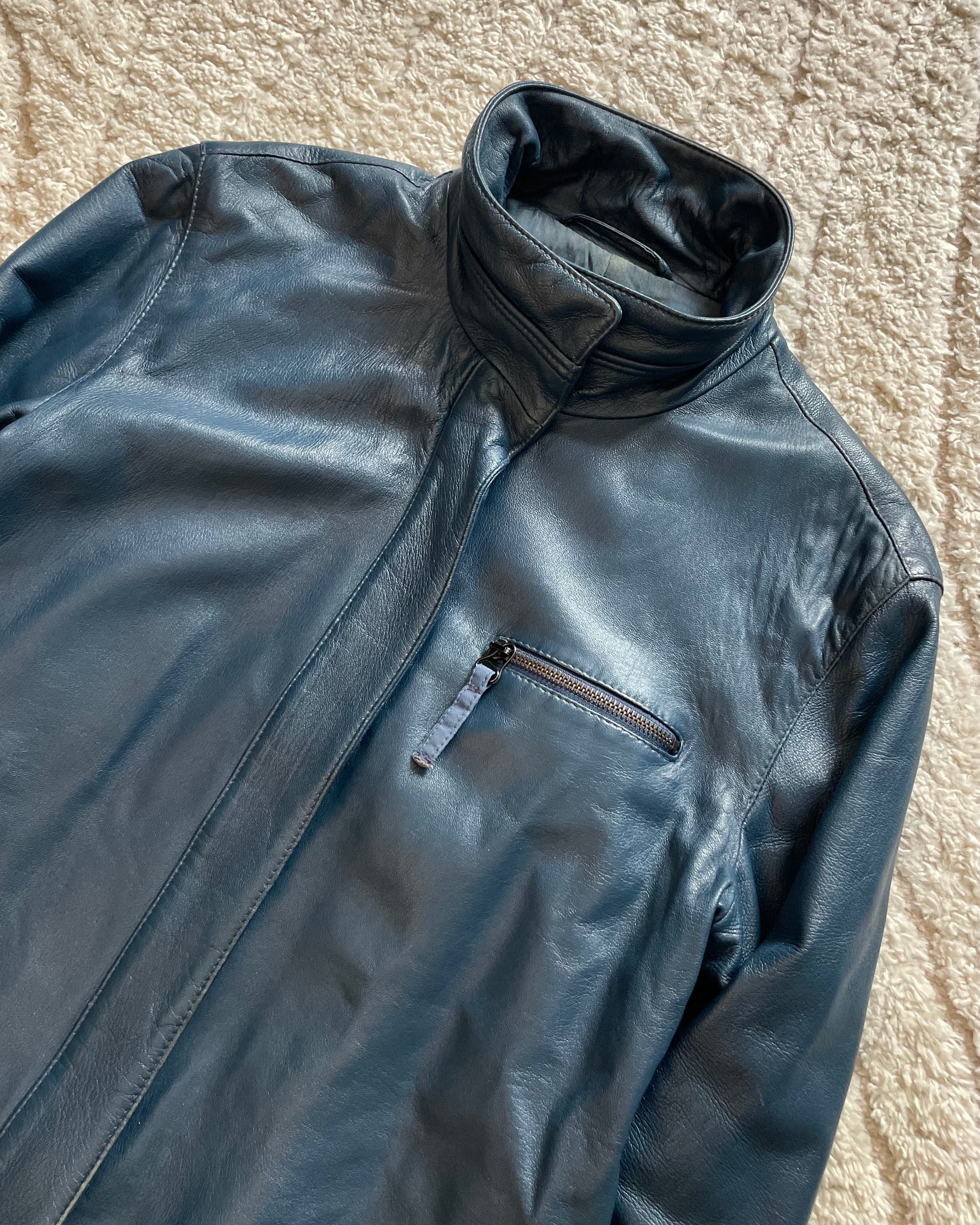 1980年代 アルマーニ ディープオーシャン レザージャケット (S)