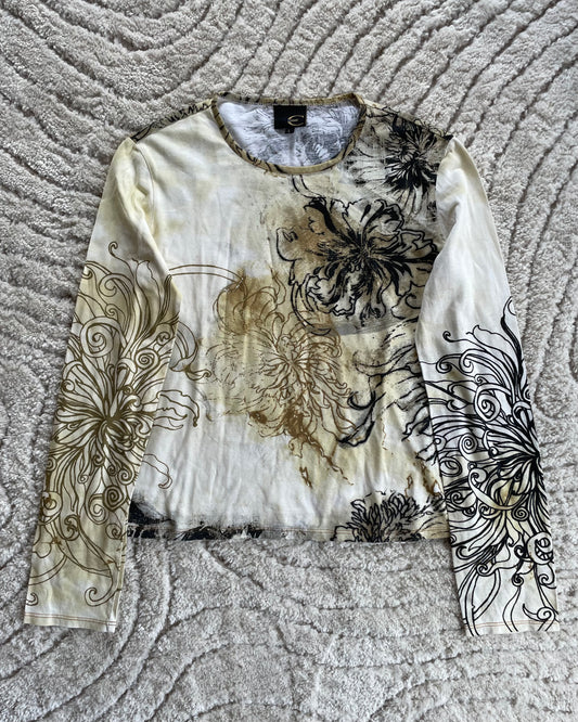 2000s Roberto Cavalli Chinese inked floral Top (S)