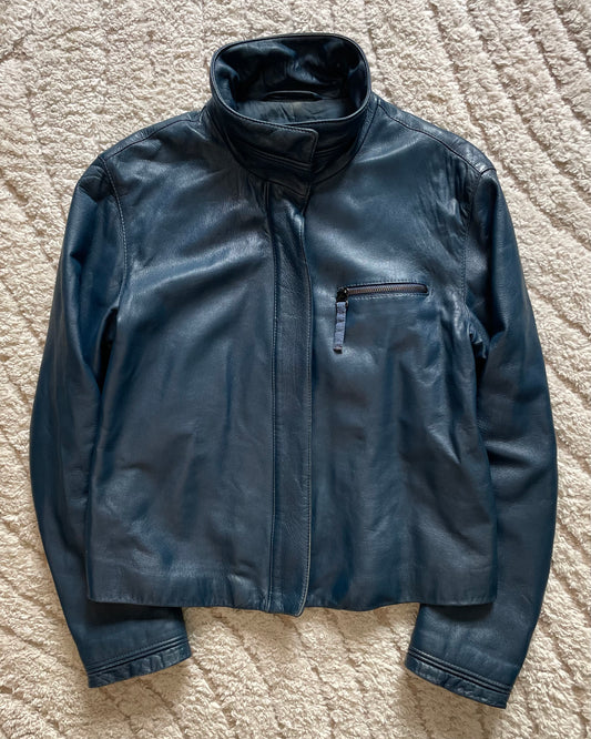 1980s Armani Deep Ocean Leather Jacket (S)