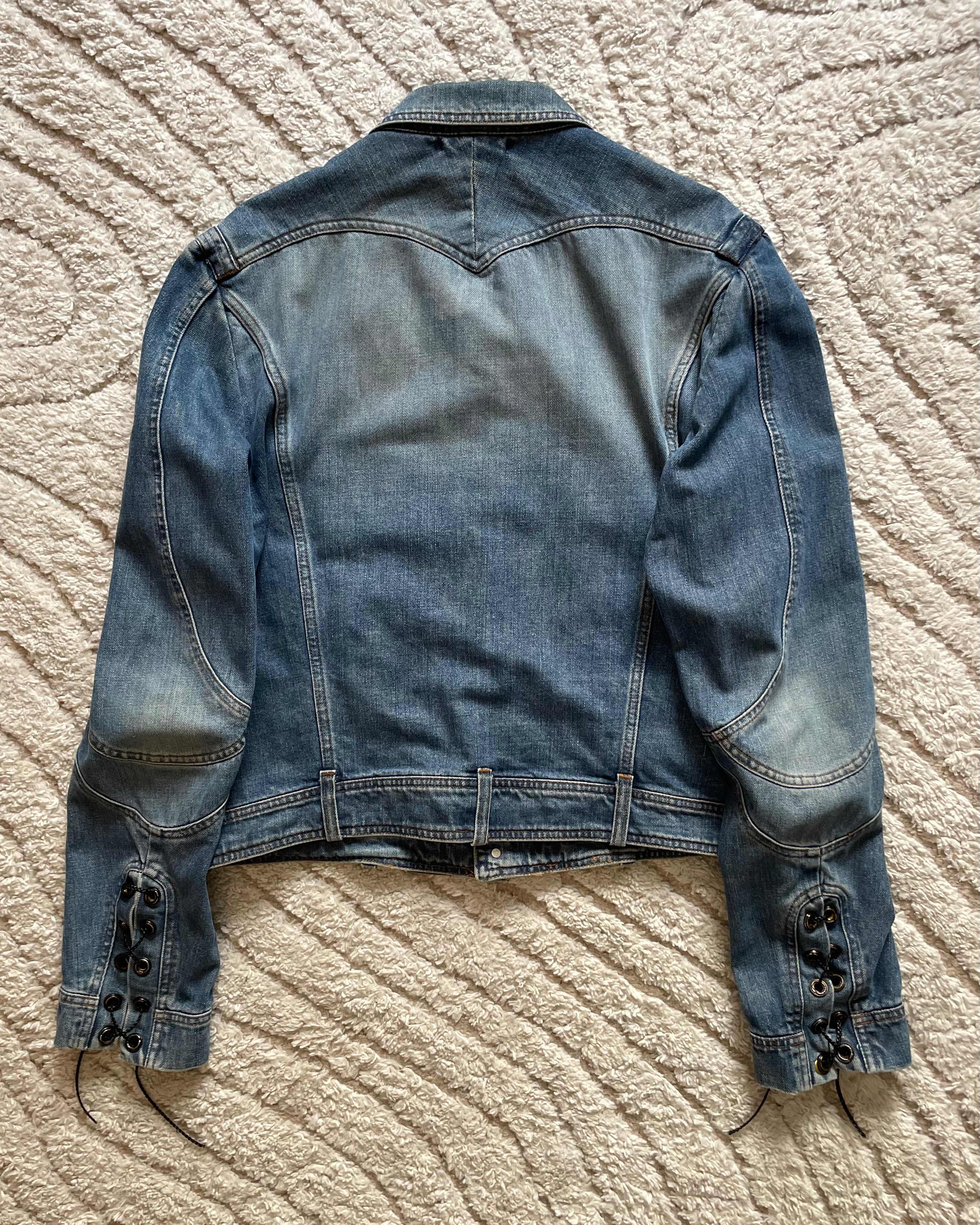 90s Roberto Cavalli Futuristic Denim Jacket (M)