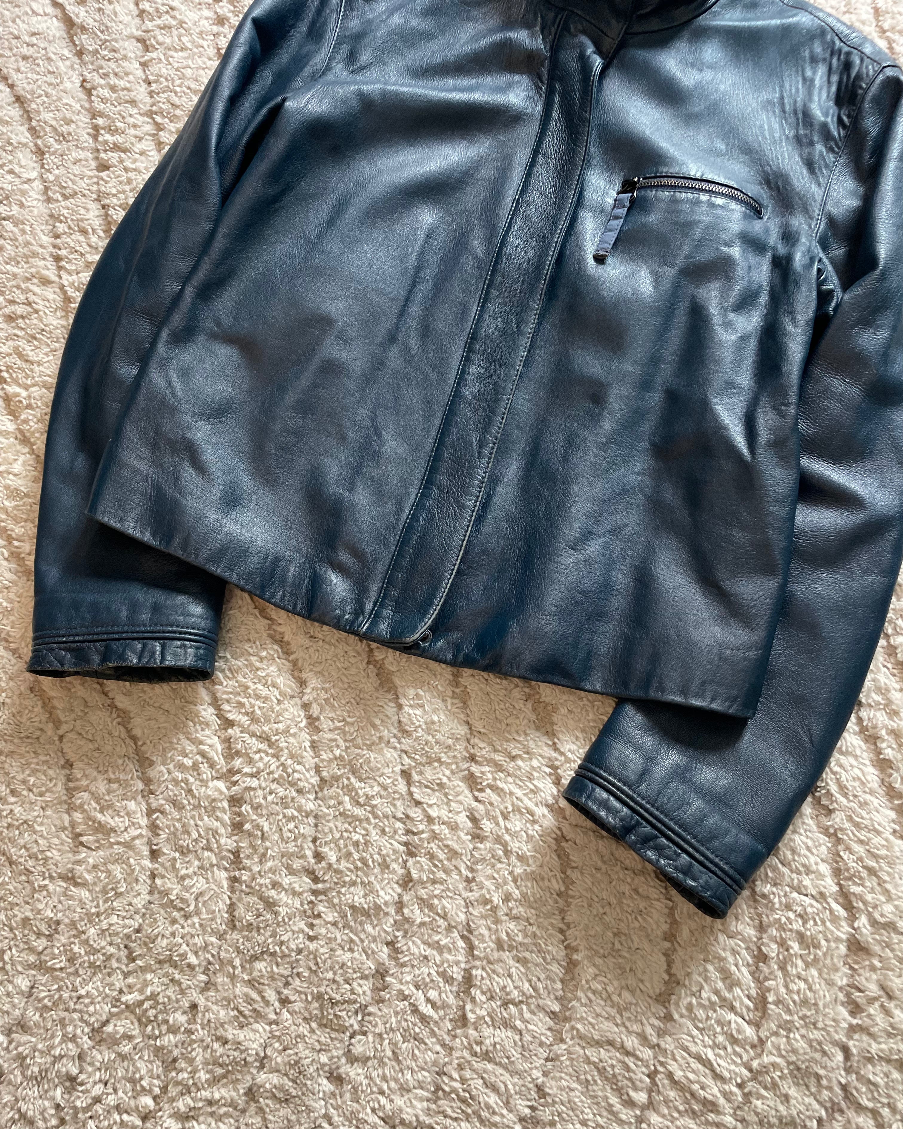 1980年代 アルマーニ ディープオーシャン レザージャケット (S)