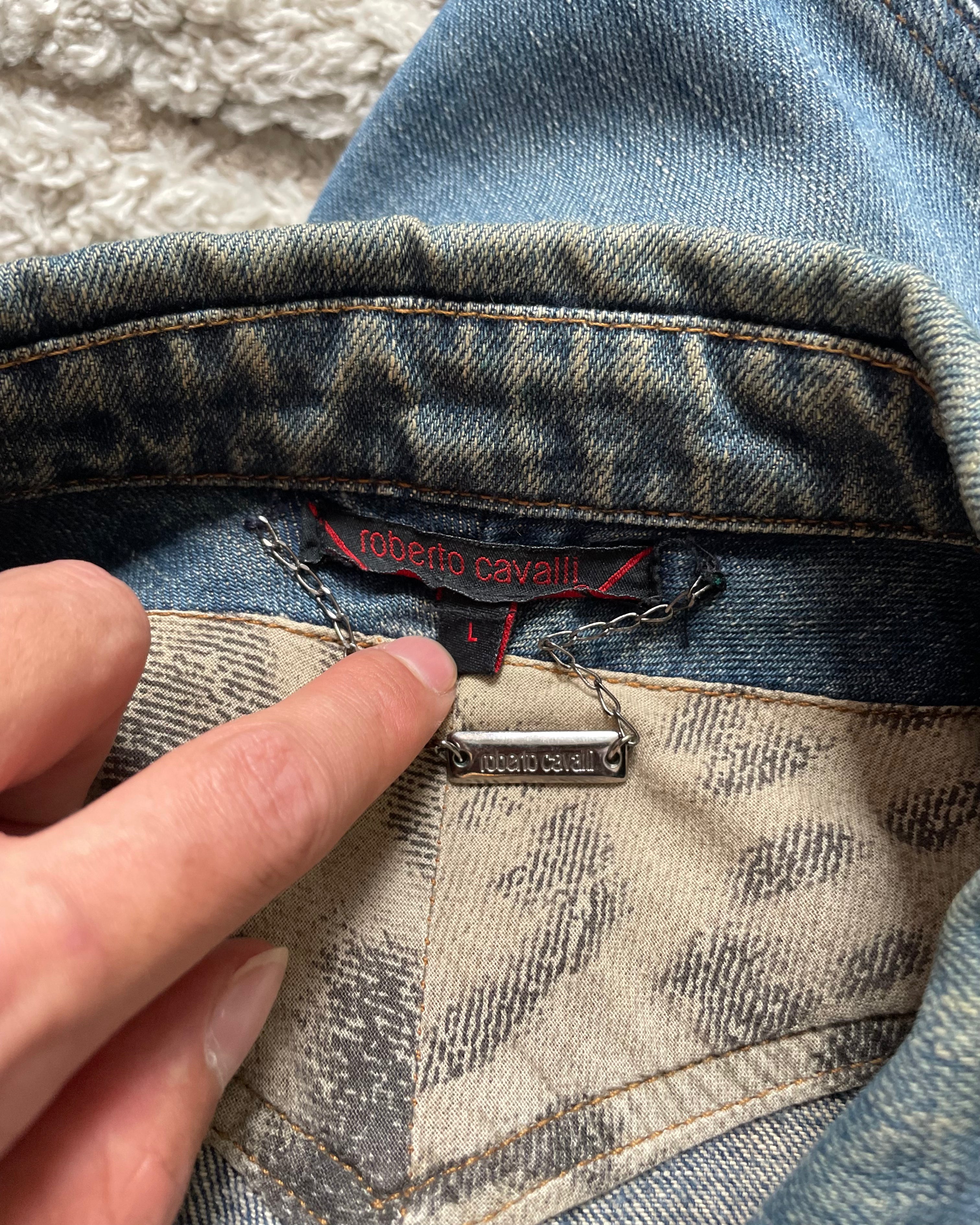 90s Roberto Cavalli Futuristic Denim Jacket (M)