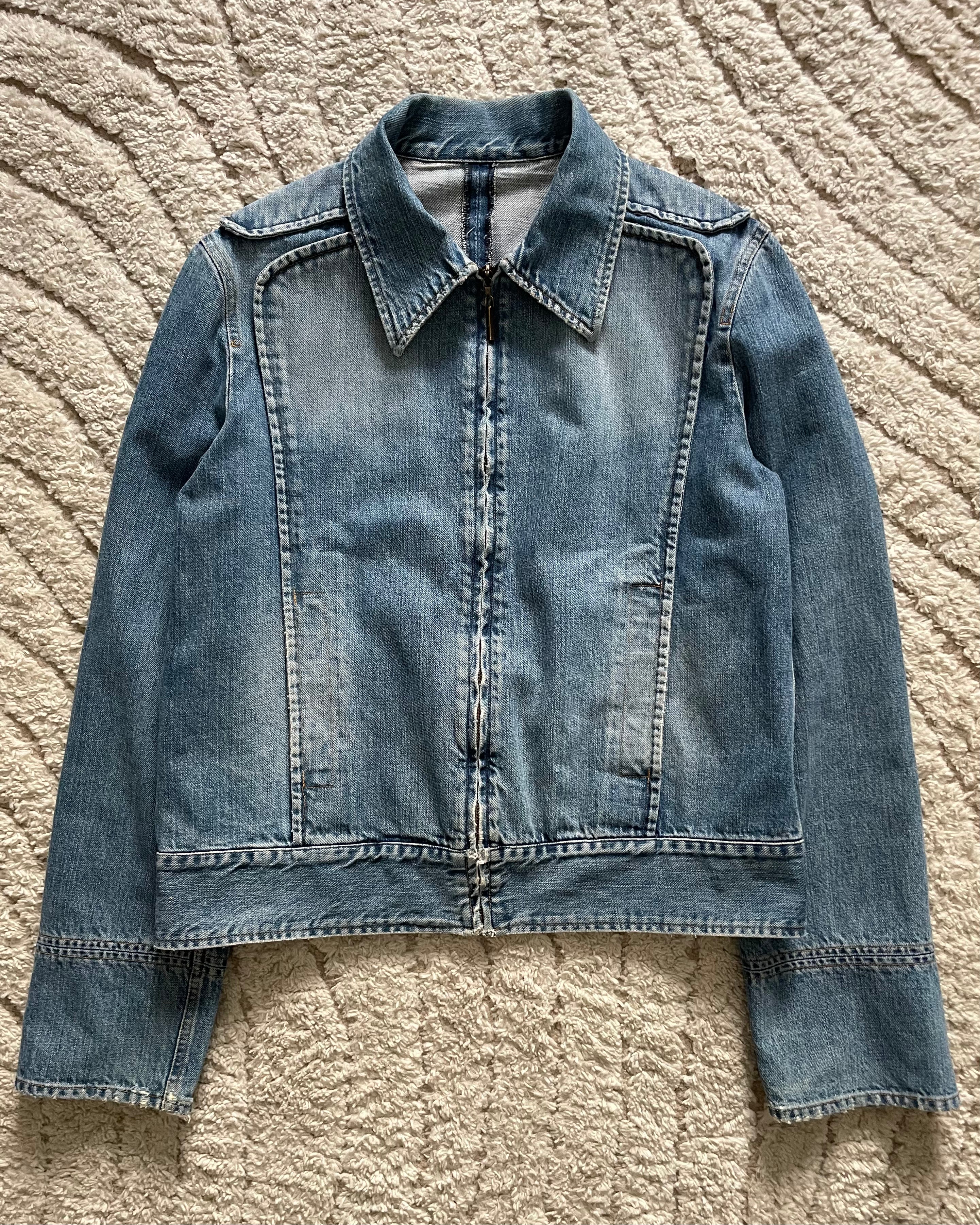 Cavalli ミニマリスト バイカー デニム ジャケット Cavalli ミニマリスト バイカー デニム ジャケット (L) 