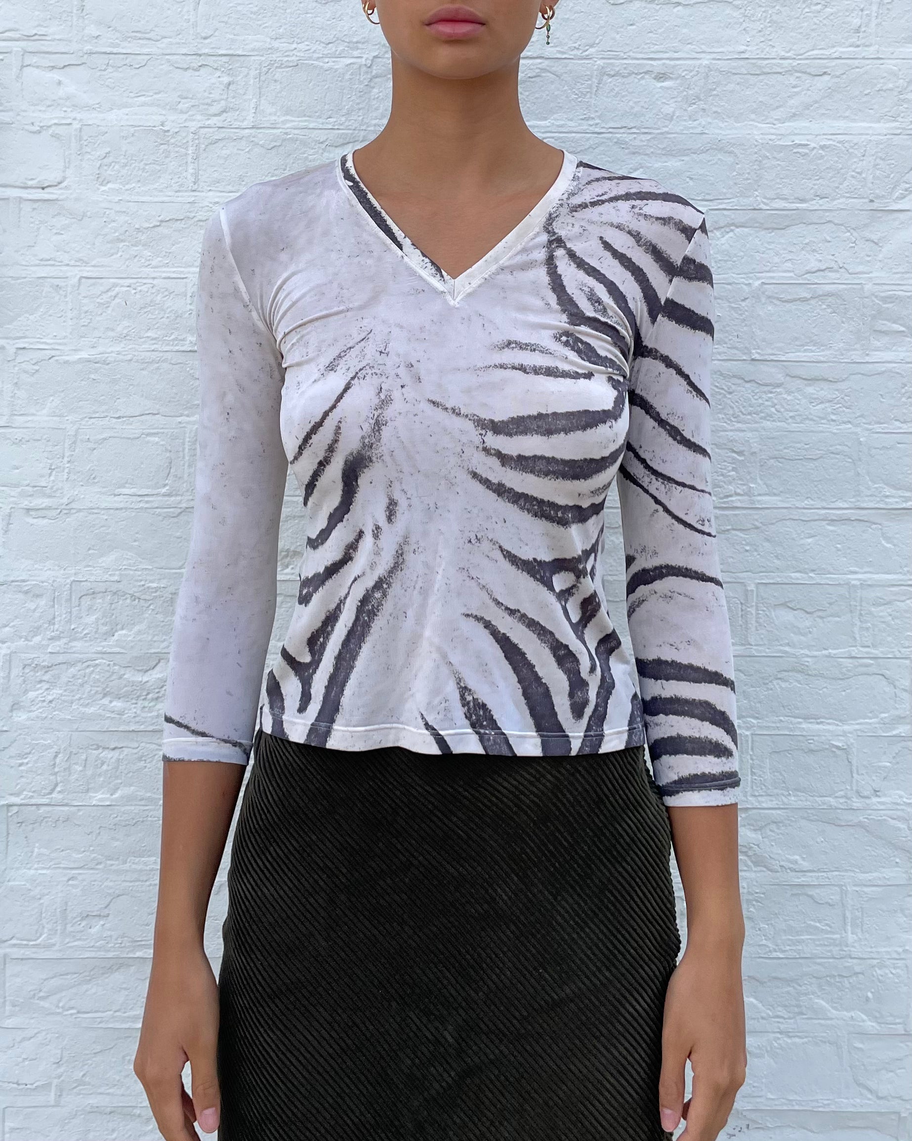 1990s Roberto Cavalli Zebra Mesh Top (XS)