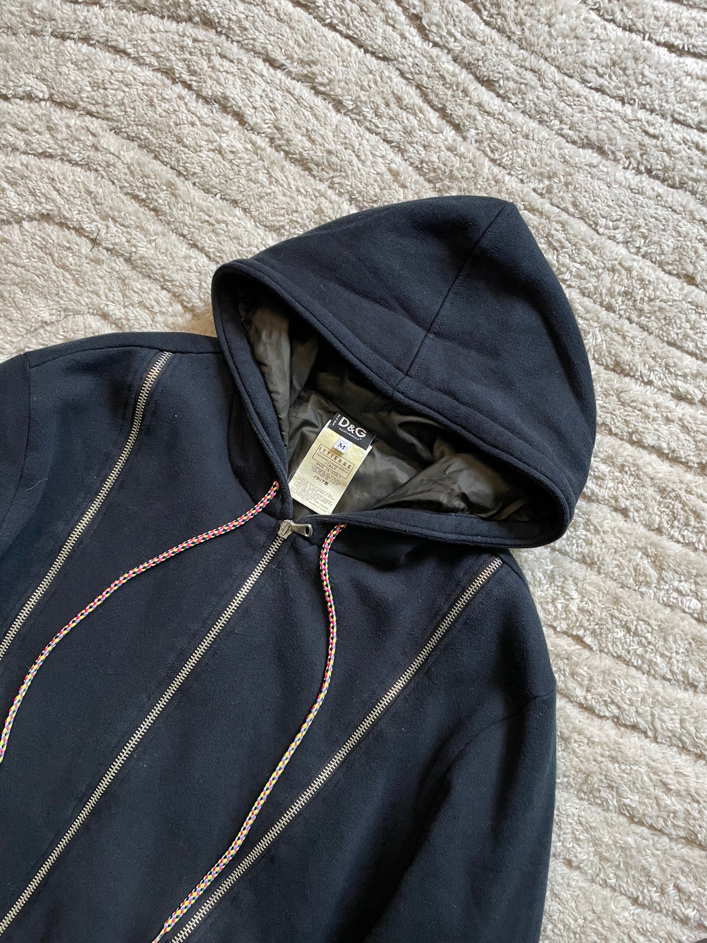 AW2003 Dolce & Gabbana  Multi-Zip Navy Hoodie (M)